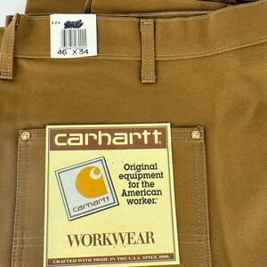 Carhartt 62W Double Front Work Dungaree Brown Duck Pants 46x34 USA NWT NOS